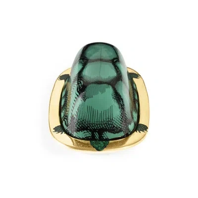 Jonathan Adler Sirena Butter Dish In Green;gold