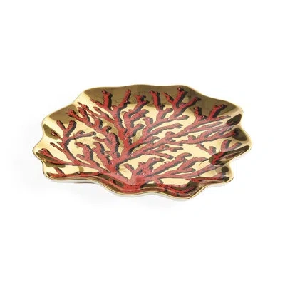 Jonathan Adler Sirena Coral Trinket Tray In Gold;orange