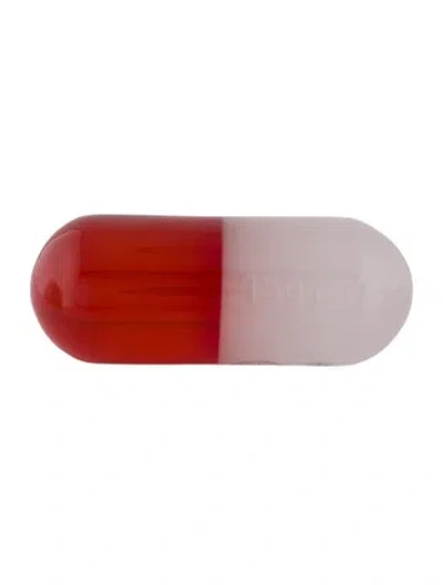 Pre-owned Jonathan Adler Small Acrylic Pill In Clear/red