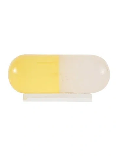 Pre-owned Jonathan Adler Small Acrylic Pill W/ Tags In Yellow