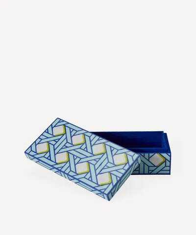 Jonathan Adler Small Basketweave Lacquer Box In Blue