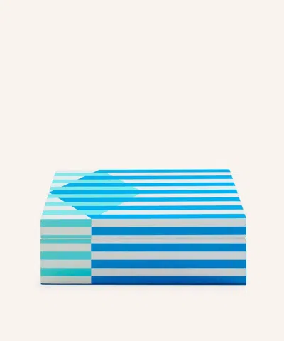Jonathan Adler Small Copenhagen Lacquer Box In Blue/white