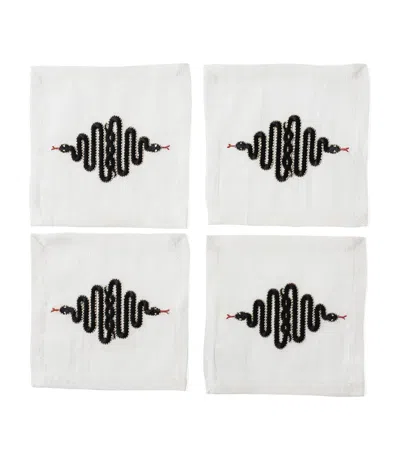 Jonathan Adler Snake Cocktail Napkin In White