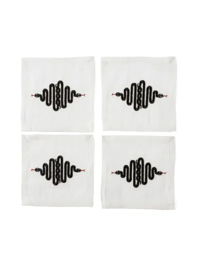 Jonathan Adler Snake Cocktail Napkins In White