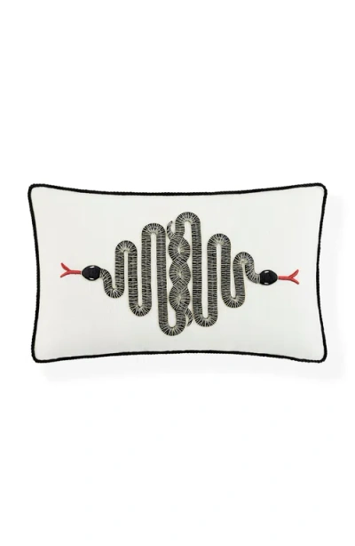 Jonathan Adler Snake Embroidered Pillow In White