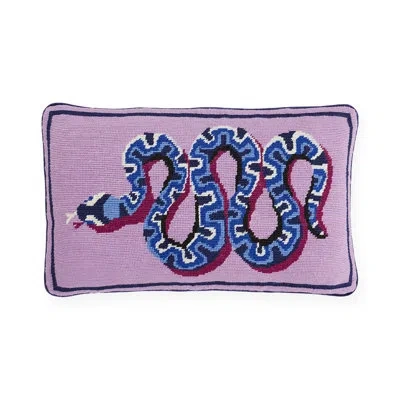 Jonathan Adler Snake Needlepoint Pillow In Pink;purple