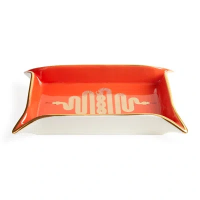Jonathan Adler Snake Valet Tray In Gold;orange