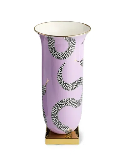 Jonathan Adler Snake-print Square-base Vase In Purple