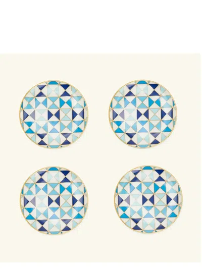 Jonathan Adler Sorrento Coasters (set Of Four) In Blue