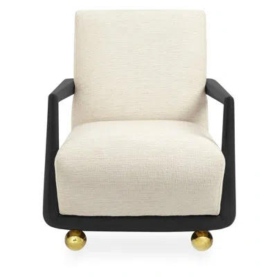 Jonathan Adler St. Germain Club Chair In Ivory Viscose,linen,cotton,acrylic,black,brass