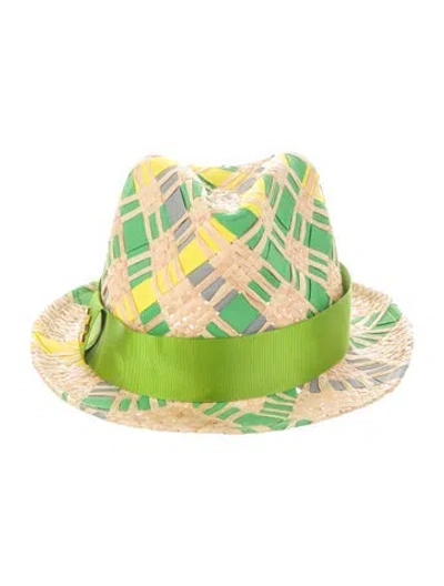 Pre-owned Jonathan Adler Straw Fedora Hat In Multi