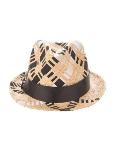 Pre-owned Jonathan Adler Straw Fedora Hat In Neutral