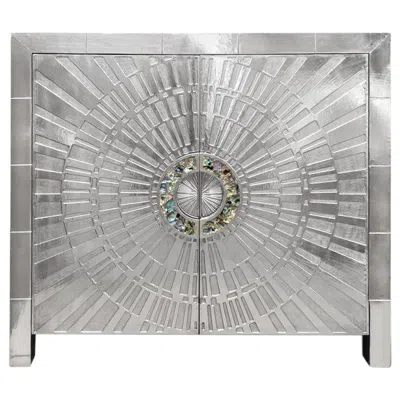 Pre-owned Jonathan Adler Talitha Nickel And Abalone Console Cabinet In Gray