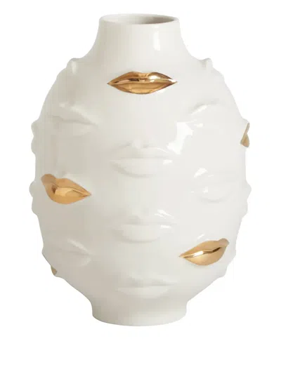 Jonathan Adler Textured Lip-motif Vase In White