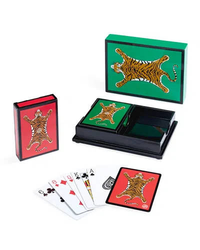 Jonathan Adler Tiger Lacquer Card Set In Green