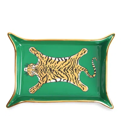 Jonathan Adler Tiger Porcelain Valet Tray In Green
