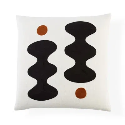 Jonathan Adler Toklas Square Double Pillow In Black,ivory,orange