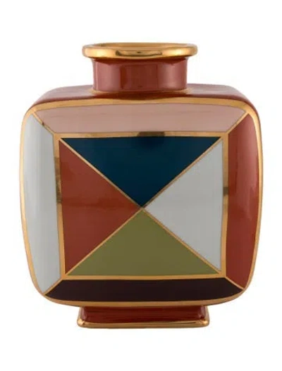 Pre-owned Jonathan Adler Torino Square Fractal Vase In Red