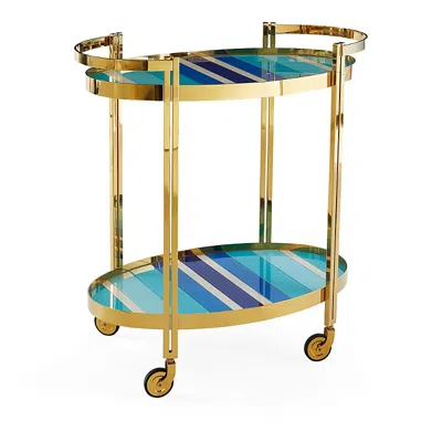 Jonathan Adler Ultramarine Bar Cart In Multi