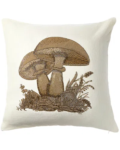Jonathan Adler Us Kit Botanist Large Mushrooms Beaded Pillow In Gold