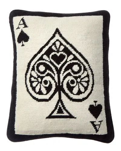 Jonathan Adler Us Kit Dealer's Choice Ace Of Spades Needlepoint Pillow
