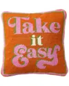 Jonathan Adler Us Kit Take It Easy Needlepoint Pillow In Orange