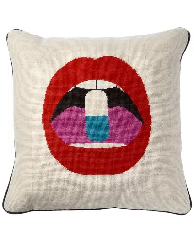 Jonathan Adler Us Lips Full Dose Needlepoint Throw Pillow