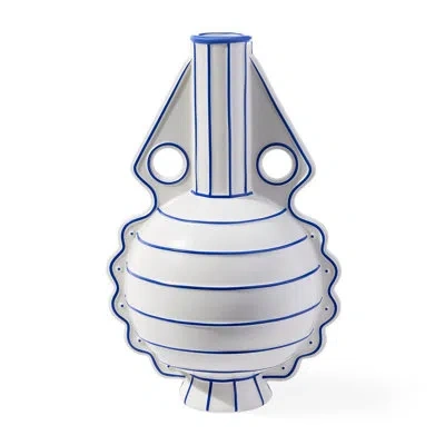 Jonathan Adler Venezia 10" Porcelain Table Vase In Cobalt,white