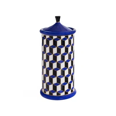 Jonathan Adler Versailles Blue Canister In Blue;black;white