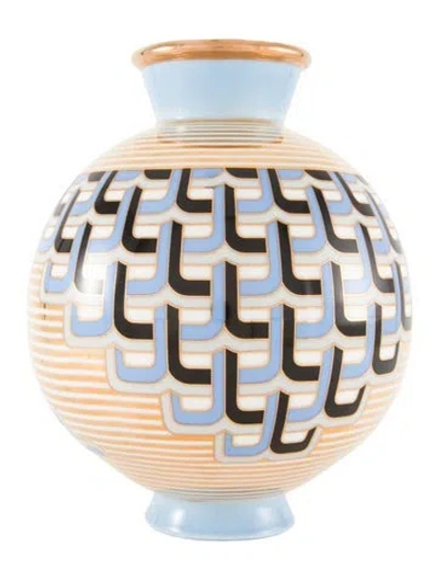 Pre-owned Jonathan Adler Versailles Puzzle Vase In Blue/white