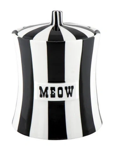 Pre-owned Jonathan Adler Vice Meow Porcelain Canister In Black
