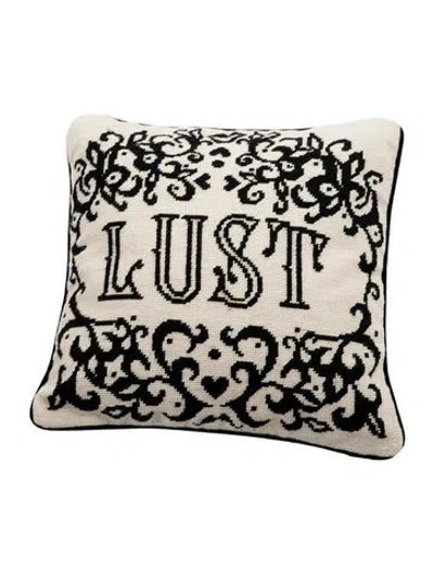 Pre-owned Jonathan Adler Victorian Lust Needlepoint Throw Pillow In Black
