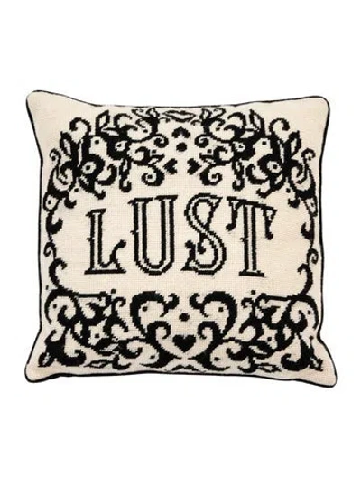 Pre-owned Jonathan Adler Victorian Lust Needlepoint Wool-blend Throw Pillow In Neutrals
