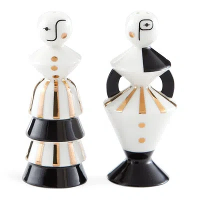 Jonathan Adler Vienna Porcelain Salt And Pepper Shaker Set In Black;white