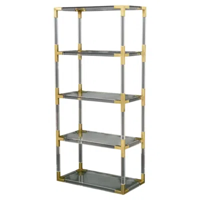 Pre-owned Jonathan Adler Vintage  Modern Lucite And Brass Etagere In Gray
