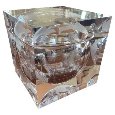Pre-owned Jonathan Adler Vintage Lucite World Globe Ice Bucket By Alessandro Albrizzi 1960s Italy In Gray