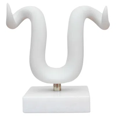 Pre-owned Jonathan Adler Vintage Porcelain & Marble Horn Sculpture By  In Gray