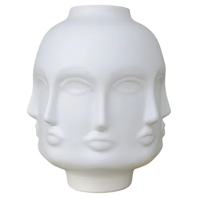 Pre-owned Jonathan Adler White Vase Faces Sculpture