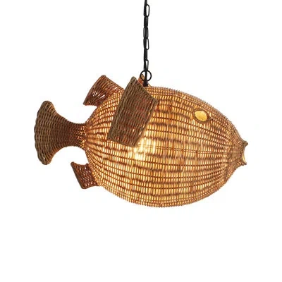 Jonathan Adler Wicker 1 - Light Novelty Pendant In Brown