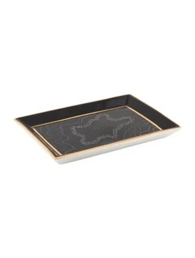 Pre-owned Jonathan Adler X Suzanne Kalan Porcelain Trinket Tray In Black