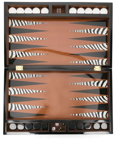 Jonathan Adler Zebra Backgammon Set In Brown