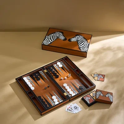 Jonathan Adler Zebra Backgammon Set In Natural