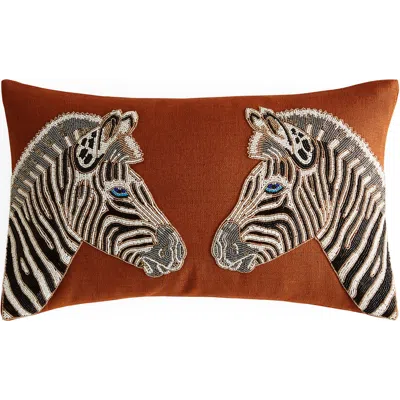 Jonathan Adler Zebra Beaded Pillow In Brown