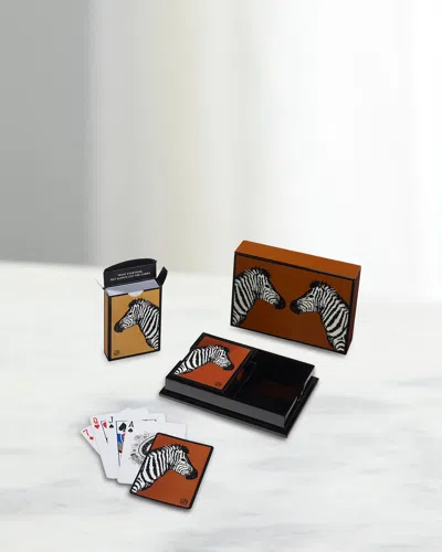 Jonathan Adler Zebra Lacquer Card Set In Orange