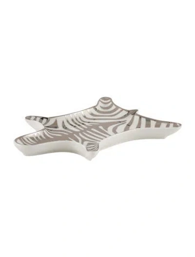Pre-owned Jonathan Adler Zebra Stacking Dish In Silver