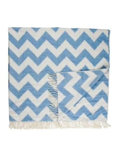 Pre-owned Jonathan Adler Zig Zag Alpaca Throw Blanket In Blue