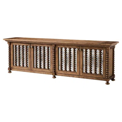 Pre-owned Jonathan Charles Bobbin-turned Four-door Entertainment Console In Brown