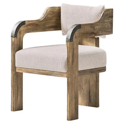 Pre-owned Jonathan Charles Contemporary Rustic Wood Armchair With Upholstered Seat In Brown