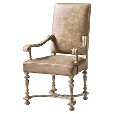 Pre-owned Jonathan Charles Early English Leather Upholstered Armchair In Brown
