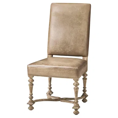 Pre-owned Jonathan Charles Early English Leather Upholstered Side Chair In Brown